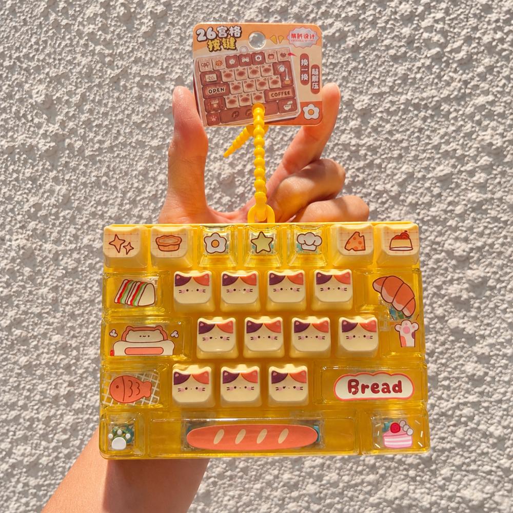 Cartoon Keyboard Squeeze Toy 26 Keys Bookbag Pendant  For Adults,Teenagers,Kid