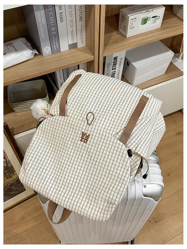 Karierter Leichter Rucksack für Studenten & Schüler - Große Kapazität für Outdoor-Reisen