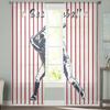 Red Stripes American Baseball Modern Printed Tulle Curtains for Bedroom Balcony Window Decor Creative Fashion Home Sheer Curtain