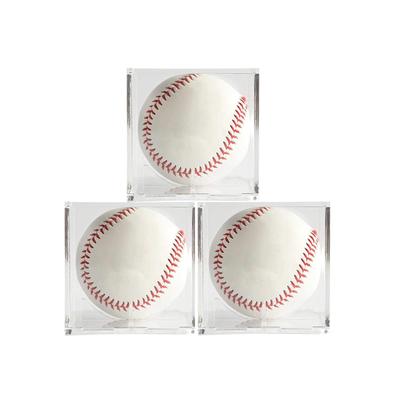 IUMÉ Étui Autographié pour Balle, Lot de 3, Étui pour Balle de Home Run, Étui de Collection, Acrylique, Protection UV, Convient aux Balles de Baseball Rigides