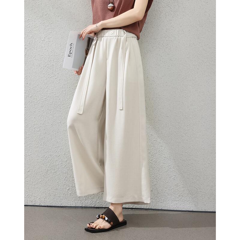 TERRE BLEUE Women s Ice-Feel Cropped Wide-Leg Pants 28