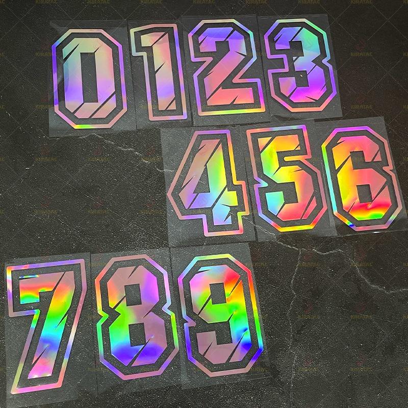 1PC Laser Pink Motorcycle Number Stickers 0-9 Waterproof for Motorbike Helmet Fuel Tank Fender DIY Bicycle Scooter Vinyl Decals