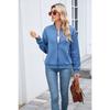 Women's Long-Sleeve Jacket Fall/Winter Solid Color Crew Neck Zipper Loose-Fit Long-Sleeve Sweatshirt Women's Baseball Jacket