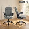 Linen Look Computer Desk Chair Executive Office Chair With Flip Up Armrests And Thick Cushion Grey