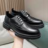 Leather Shoes Brock British Style Suit Thick Sole Heightening Black Casual Business Dress Wedding Groom Shoes