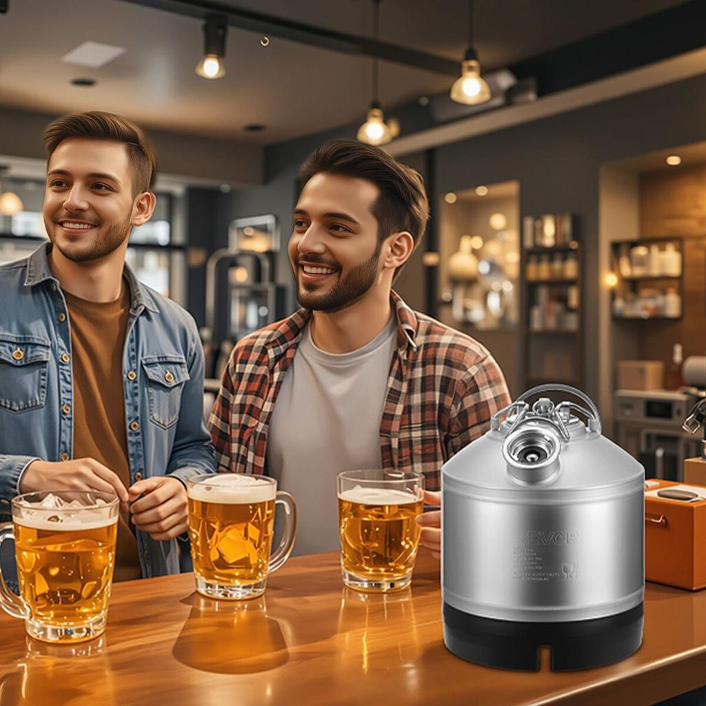 Butoi de curățare, Kit de curățare linie butoi de 6,5L cu conexiune cu cuplor D și bază de cauciuc, Curățător linii bere Folosit pentru curățarea liniilor de bere, Oțel inoxidabil 304