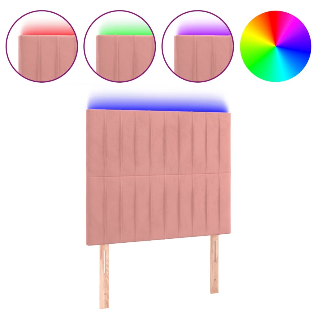LED Headboard Pink 90x5x118 128 Cm Velvet