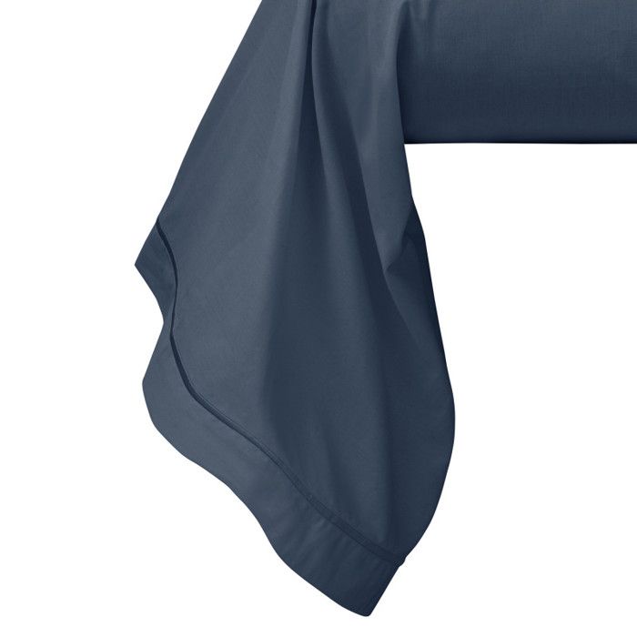 "Julian" Combed Cotton Percale Bolster Case Pure Cotton - 45x185 - Julian Ink Blue