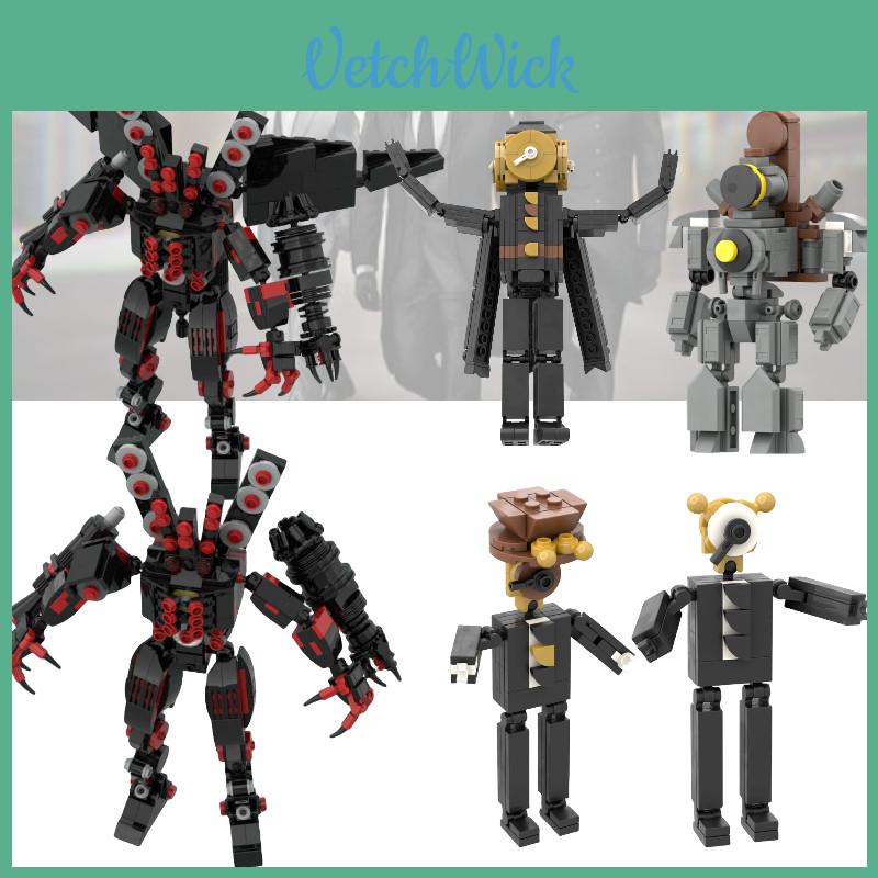 Bloque de Construcción Juguete de Ladrillos de Plástico ABS DIY Moc Skibidi Toilet Clock Man Vs Surveillance Man 200-400 Piezas