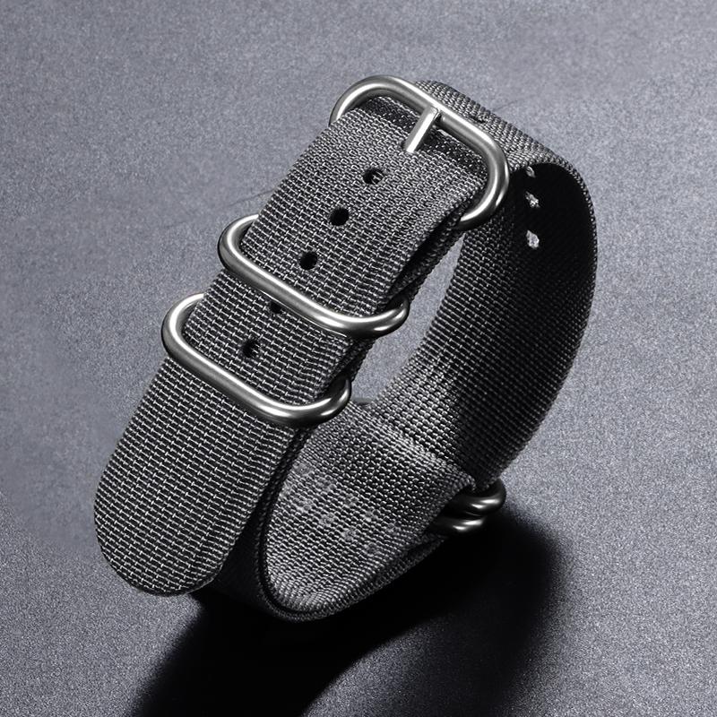 

18 20mm 22mm 24mm Ribbed Nylon Watchband Woven Watch Strap Watchband for Seiko Men Women Military Loop Watch Band Black Bracelet 24mm сірий колір