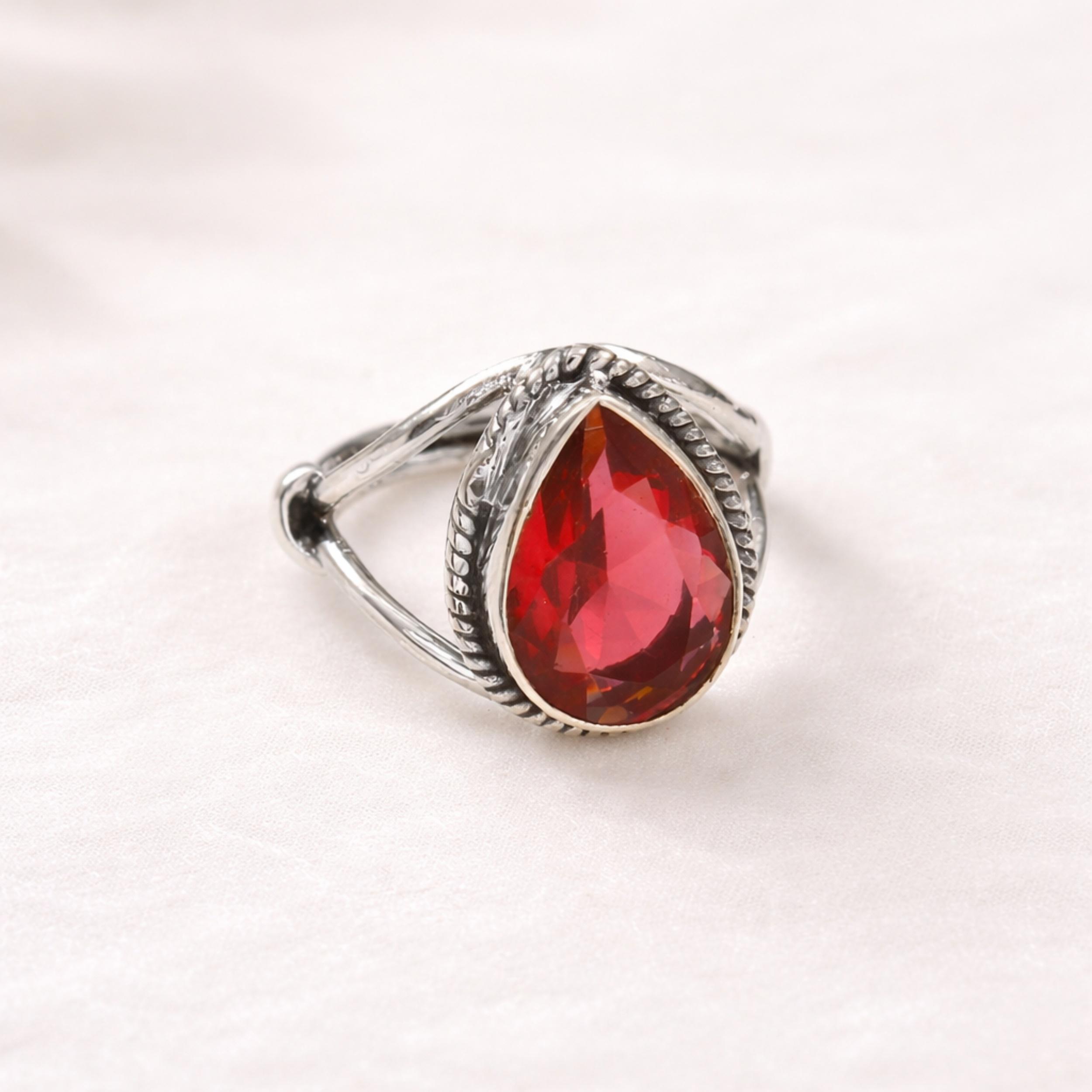 

Pink Tourmaline Pear Statement Ring, 925 Sterling Silver Jewelry, Handcrafted Minimalist Bohemian Ring for Women 4 серебряный