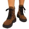 Fashionable Leopard Print Lace-Up Thick Sole Martin Boots for Women, European & American Style, Versatile for Spring & Autumn Season.