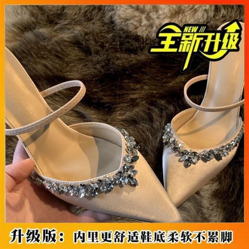 Diamond high heels, stiletto high heels, spring sandals, high heels for women, slippers, pointed toes