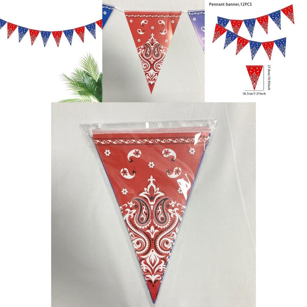 Western Cowboy Party Banner Set With Paper Triangular Flags For Birthday Celebration Events