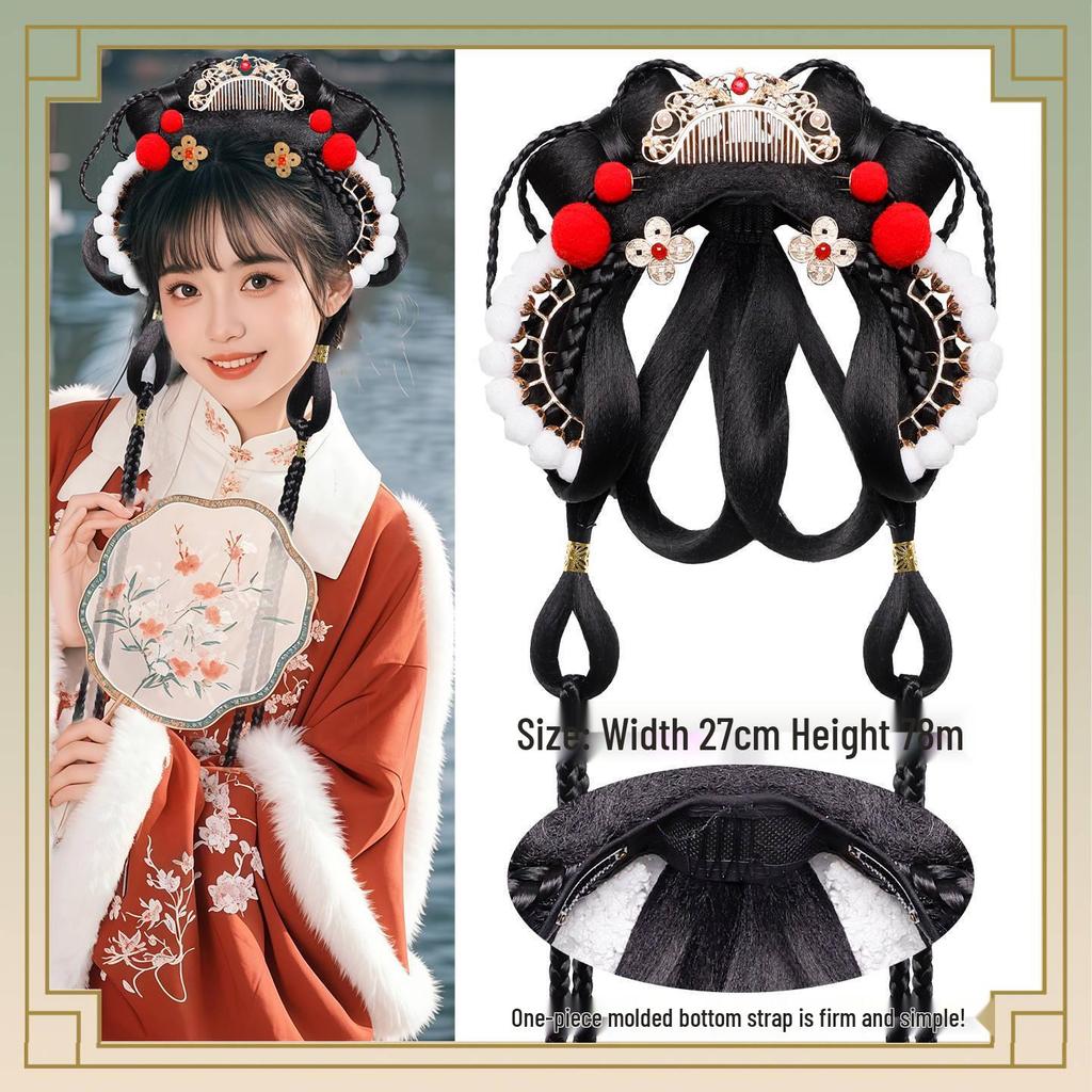 Traje Hanfu de Estilo Antiguo con Maquillaje Elegante y Frescos Accesorios Florales para el Cabello