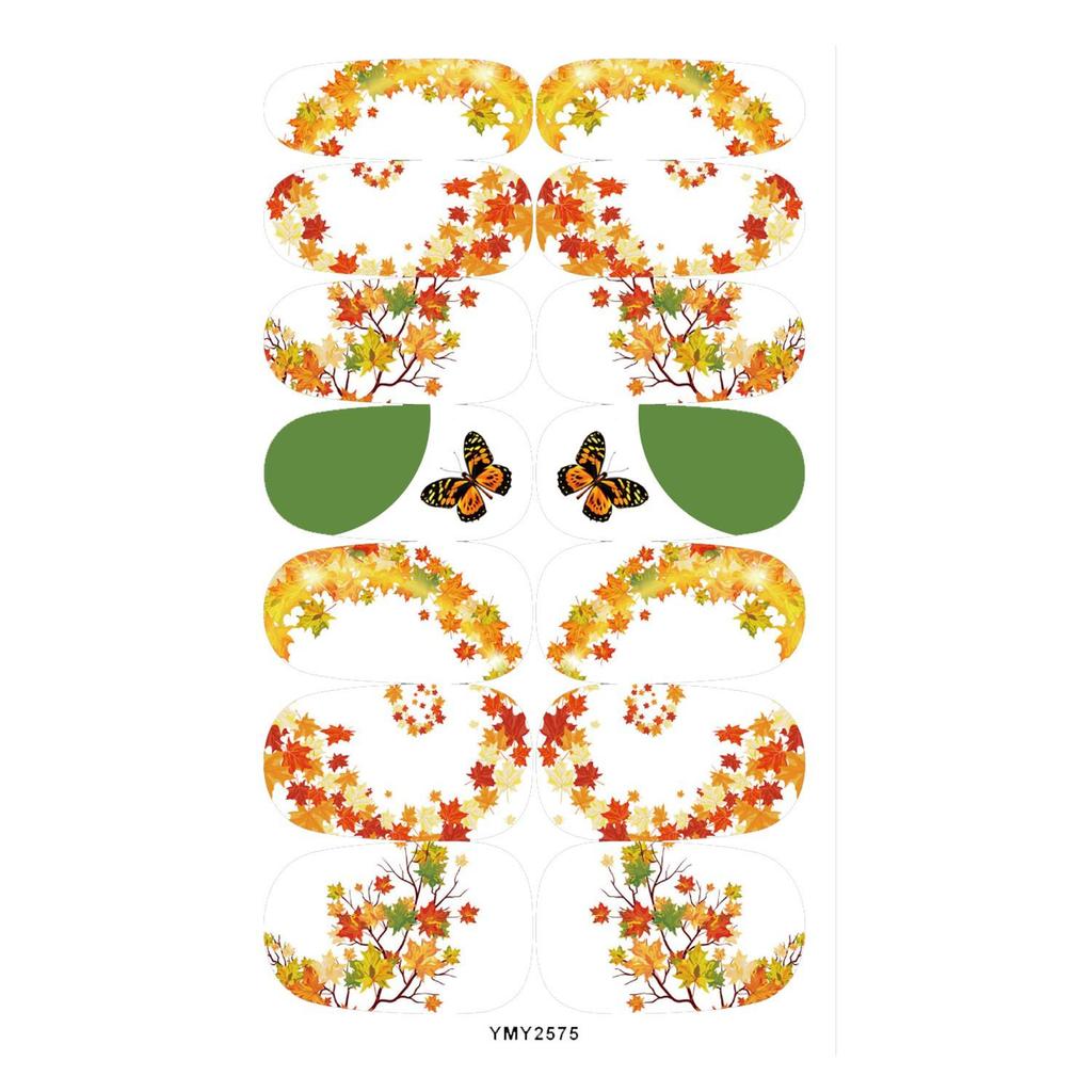 Waterproof Autumn Leaves Fox Nail Art Stickers - Full Cover Ins Style (YMY2566-2576)