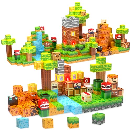 

Креативный набор строительных блоков для самостоятельной сборки, 137 деталей + 3 световых элемента, Набор на тему игры «Приключение», 3D-пазл, Магнитные блоки, Обучающая игрушка, Рождественский по