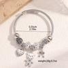 Women All Match Crystal Love Heart Bear Beads Bracelet Cuff