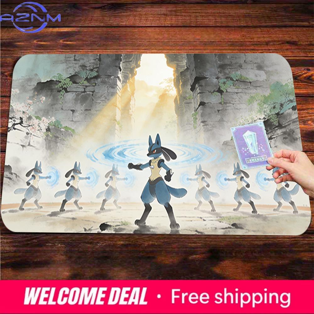 Lucario TCG Playmat NonSlip Washable Trading Card Game Mat 30x80x0.2cm