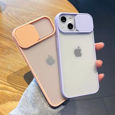 Ochranné puzdro na fotoaparát pre iPhone 15 16 14 Plus 13 12 Mini 11 Pro Max X XR XS 7 8 Plus SE 2 3 Candy Soft Matte Bumper Slide Lens Lens Transparentný kryt