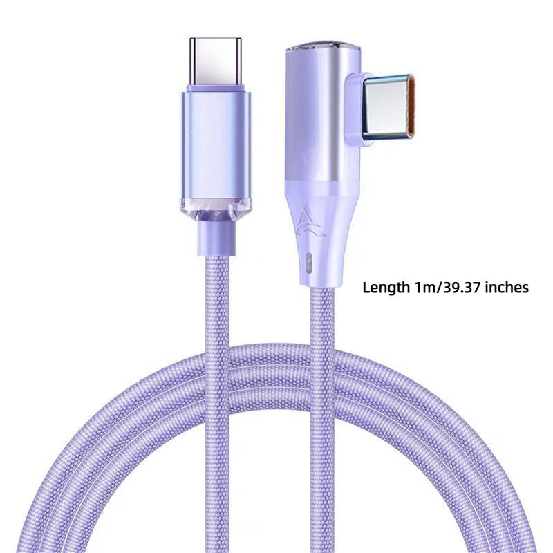 120W Super Fast Charging Cord Type C To Type C 90 Degree Elbow Cable 0.25/1/1.5/2M Length Usb C Quick Charge Phone Cables