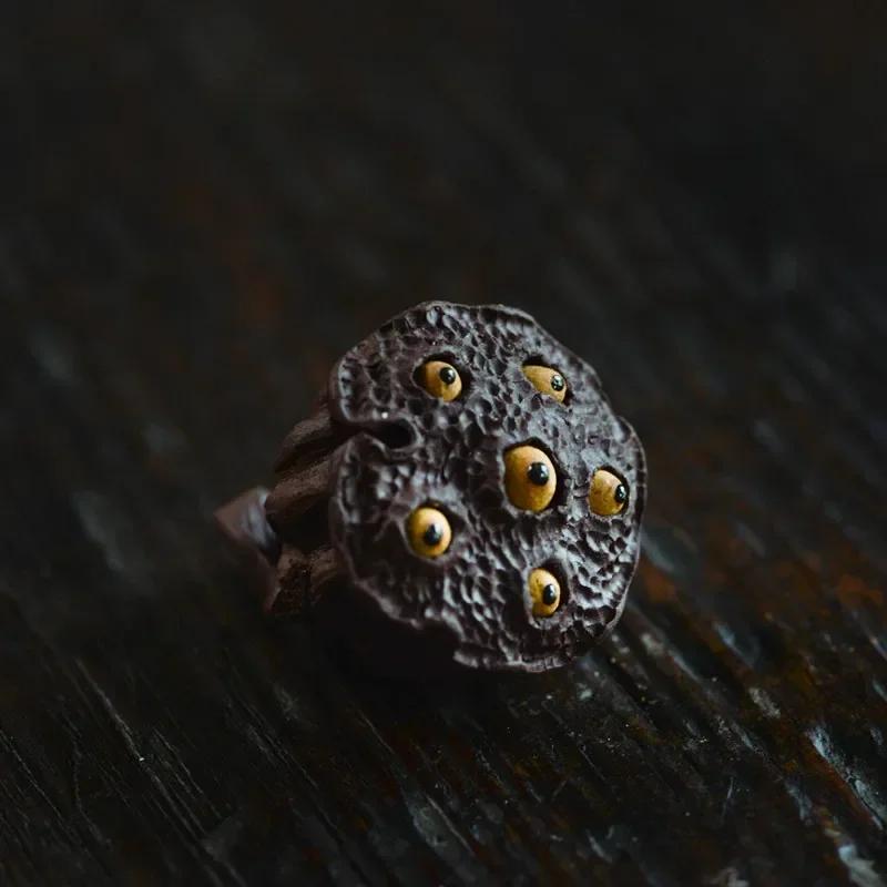 

Yixing hand carved purple clay tea pet lotus seed shaped statue desktop art tea ceremony decoration accessories 3X2.2X2.2CM