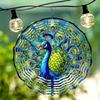 Kaijit - Buntglas Pfau Windspiel | Dekorative Hänge-Windspiele für Garten, Balkon & Außendekor | Farbenfrohe Kunstwerke für Terrasse & Hof