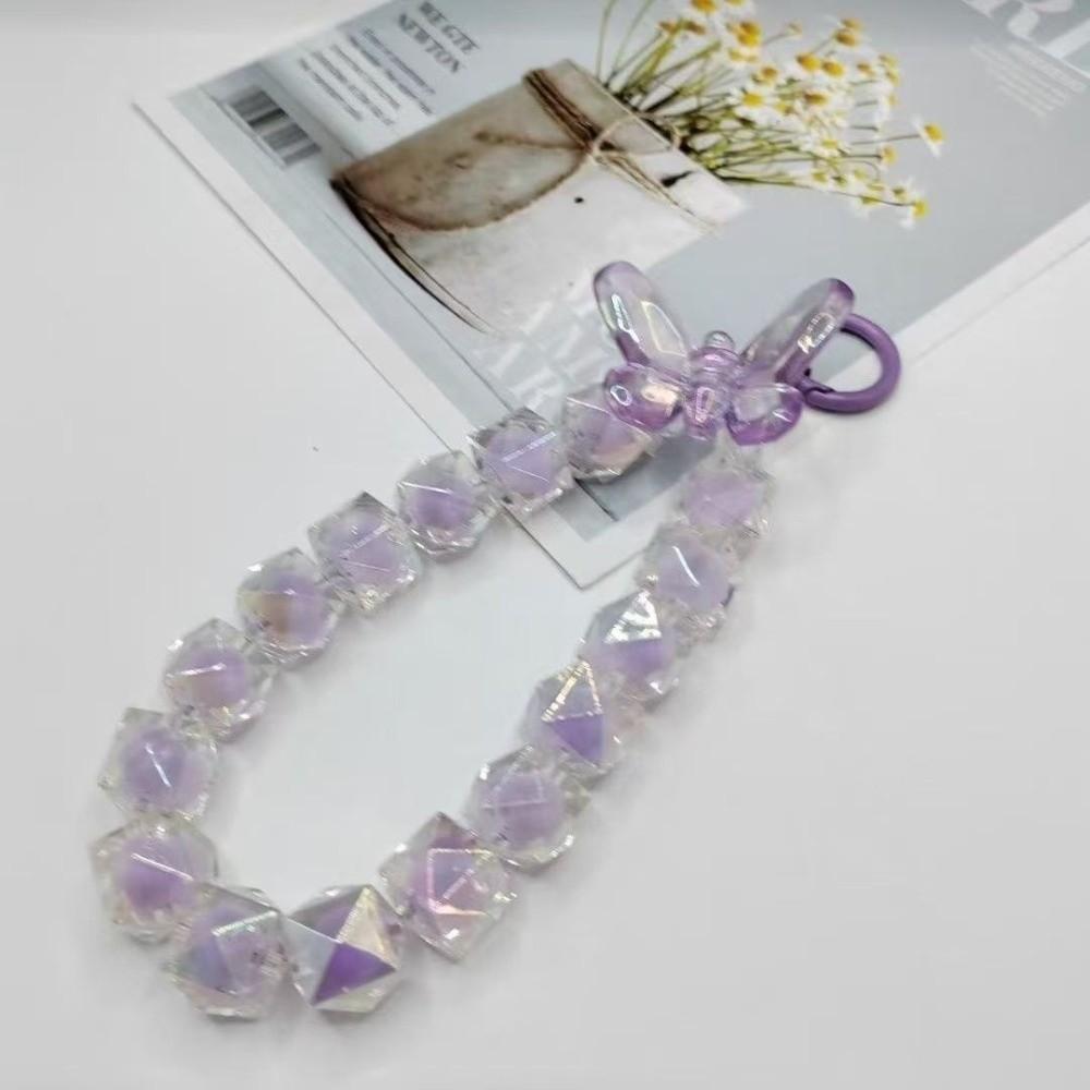 New Butterfly Sparkling Diamond Phone Chain Anti-loss Portable Colorful Beaded Hanging Bag Keychain Short Phone Charm
