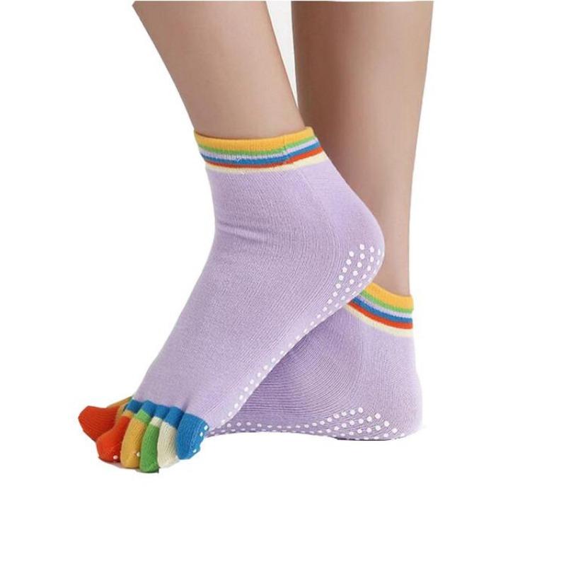Rutschfeste, atmungsaktive Fünffingersocken für Yoga und Tanz mit geteilter Zehenpartie für Damen