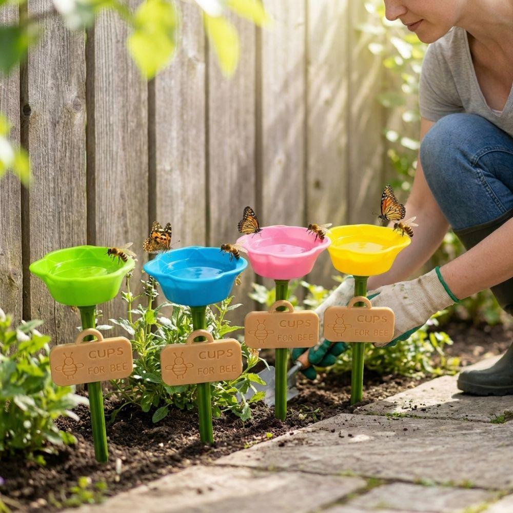 Flower Shaped Bee Watering Station Weatherproof Rust-resistant Wild Bees Water Bowl Colorful UV Resistant Bird Water Dispenser