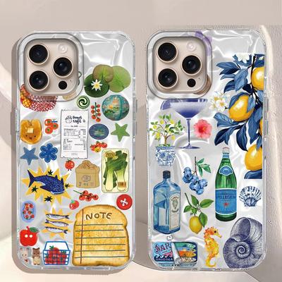 Seaside Scenery Wine Lemon Girls Women Phone Case for Iphone 16 15 14 7 8 Plus 13 11 12 Pro Max X XS XR SE 2022 2020 16e Cover