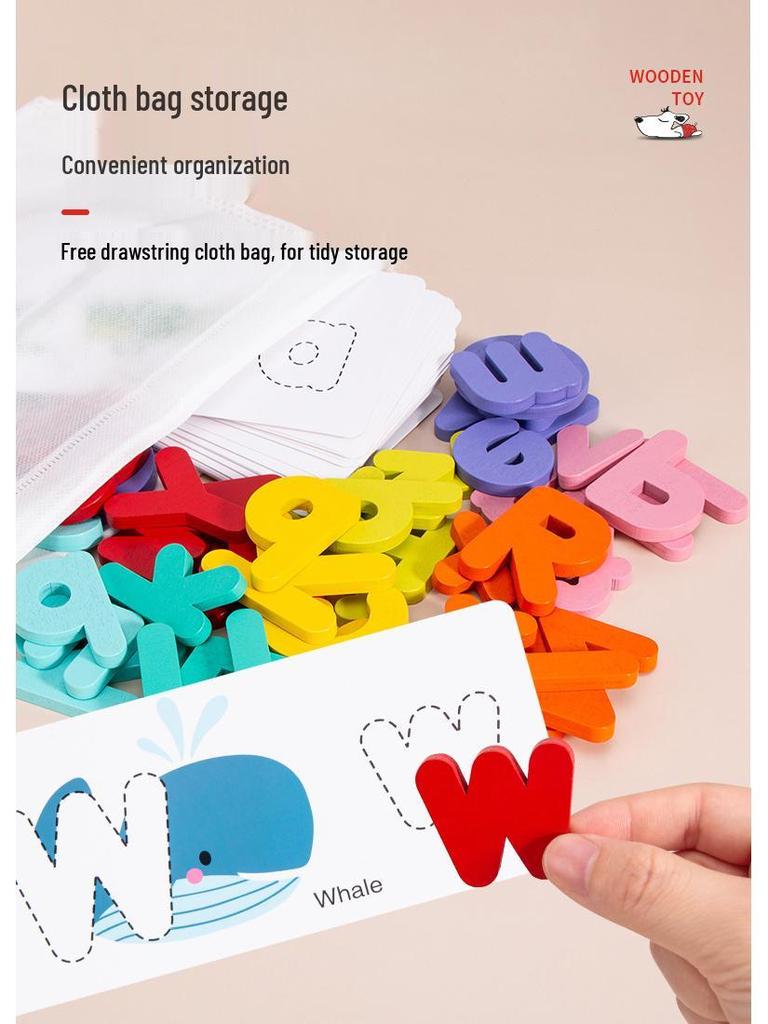 Kids' Wooden Alphabet & Spelling Learning Toys: Upper & Lowercase Educational Set