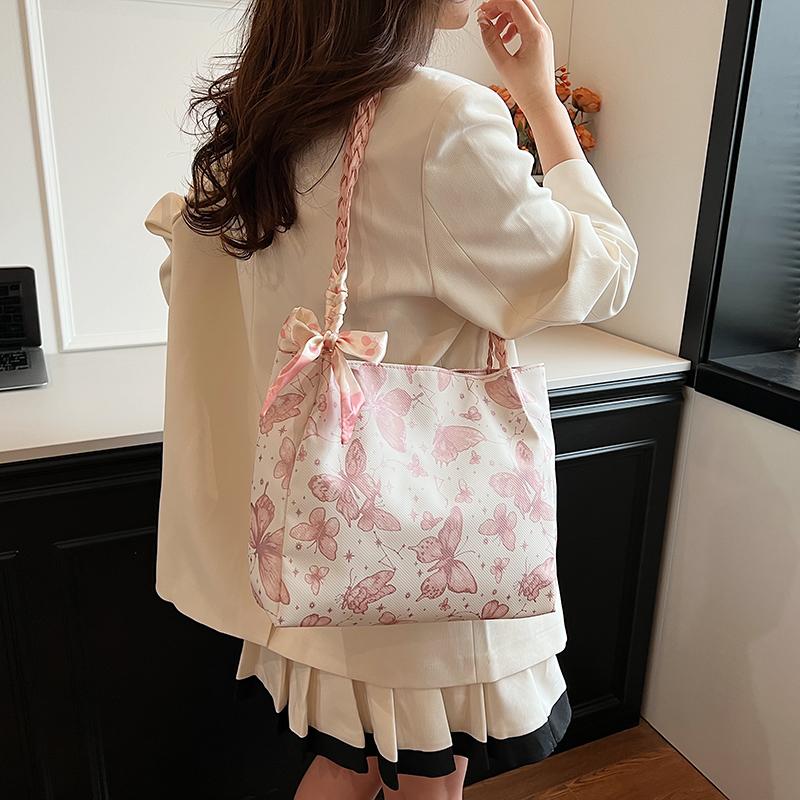 Leisure Large Capacity  New Summer Shoulder Bag Butterfly College Student Commuter Tote Bag Trendy and Fashionable