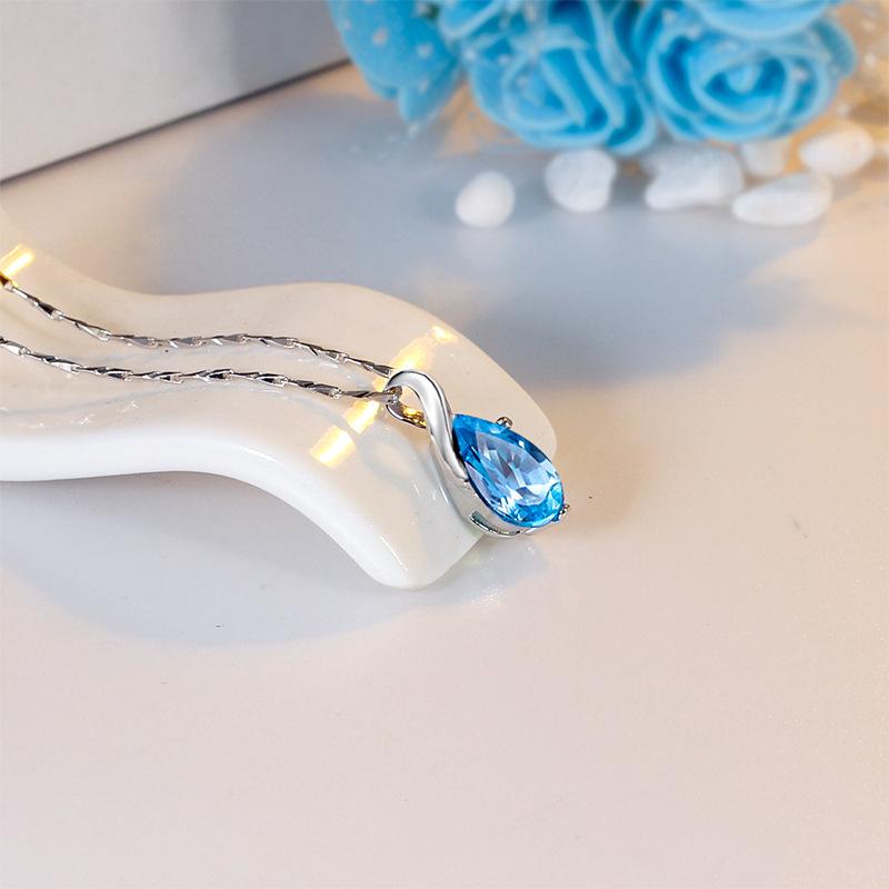 925 Sterling Sølv Krystall Engel Tå Topas Halskjede - Valentinsdag Vintage Kragebenssmykke