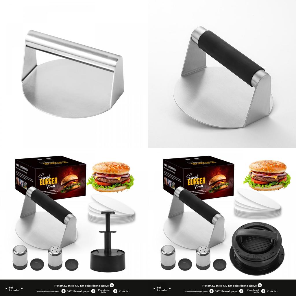 Pressa per Hamburger in Acciaio Inossidabile con Superficie Antiaderente per Uso in Cucina e Idea Regalo