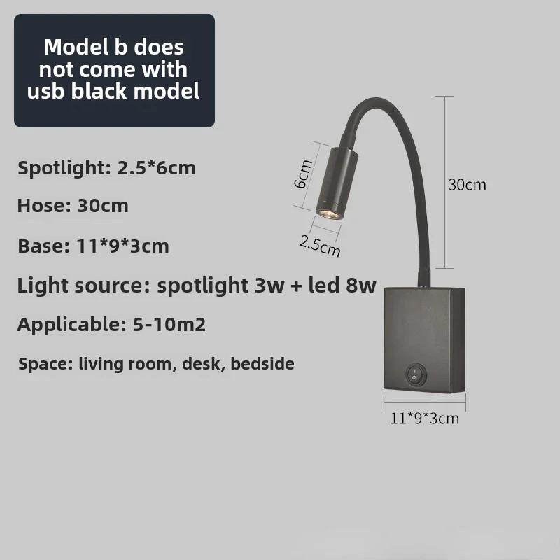 

Минималистский настенный светильник для чтения, прикроватная лампа для отеля, американский стиль, с USB, регулируемый угол наклона, современная и минималистская лампа для спальни Warm light&1pcs