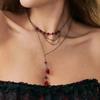 IngeSight.Z 2 Pcs/set Gothic Red Red WaterDrop Crystal Pendant Necklace Women Vintage Charm Metal Chain Choker Jewelry Accessory