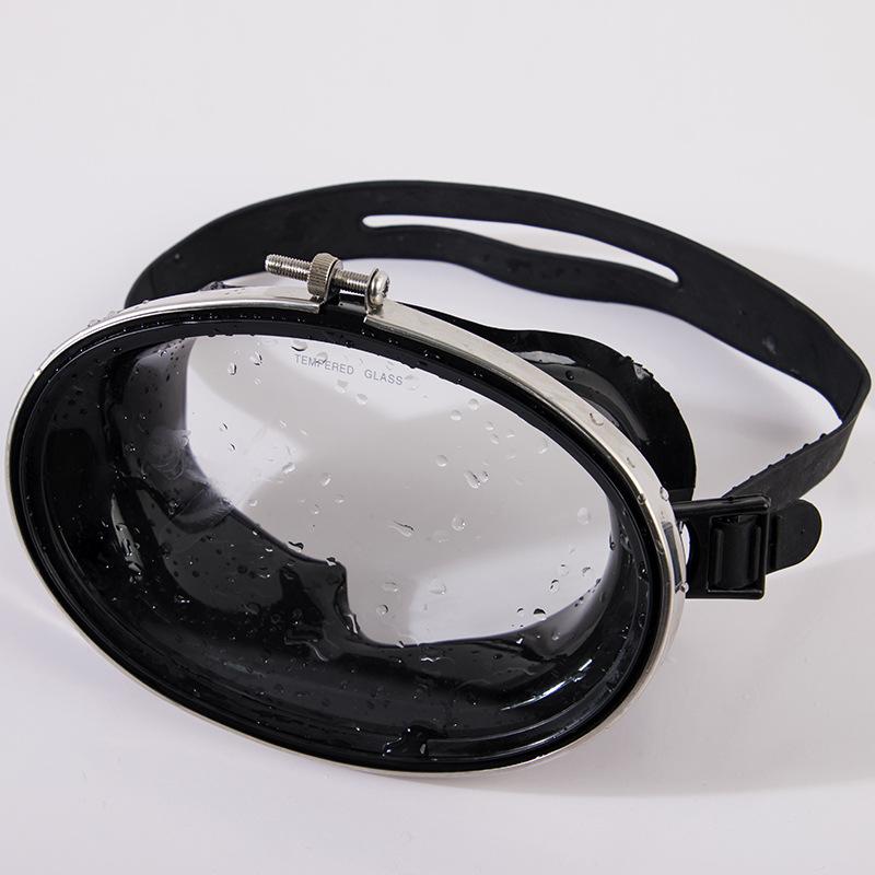 Oval Diving Mask Spearfishing Mask Classic Retro-Style Panoramic Wide View Goggles Tempered Glass Lens For Adults