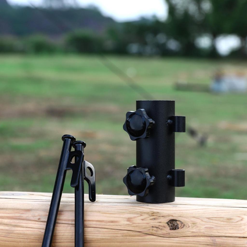 Awning Pole Holder Windproof Tent Rod Base Stabilizer Canopy Stakes Support Rust-Proof Steel Stand For Outdoor Fishing Hiking
