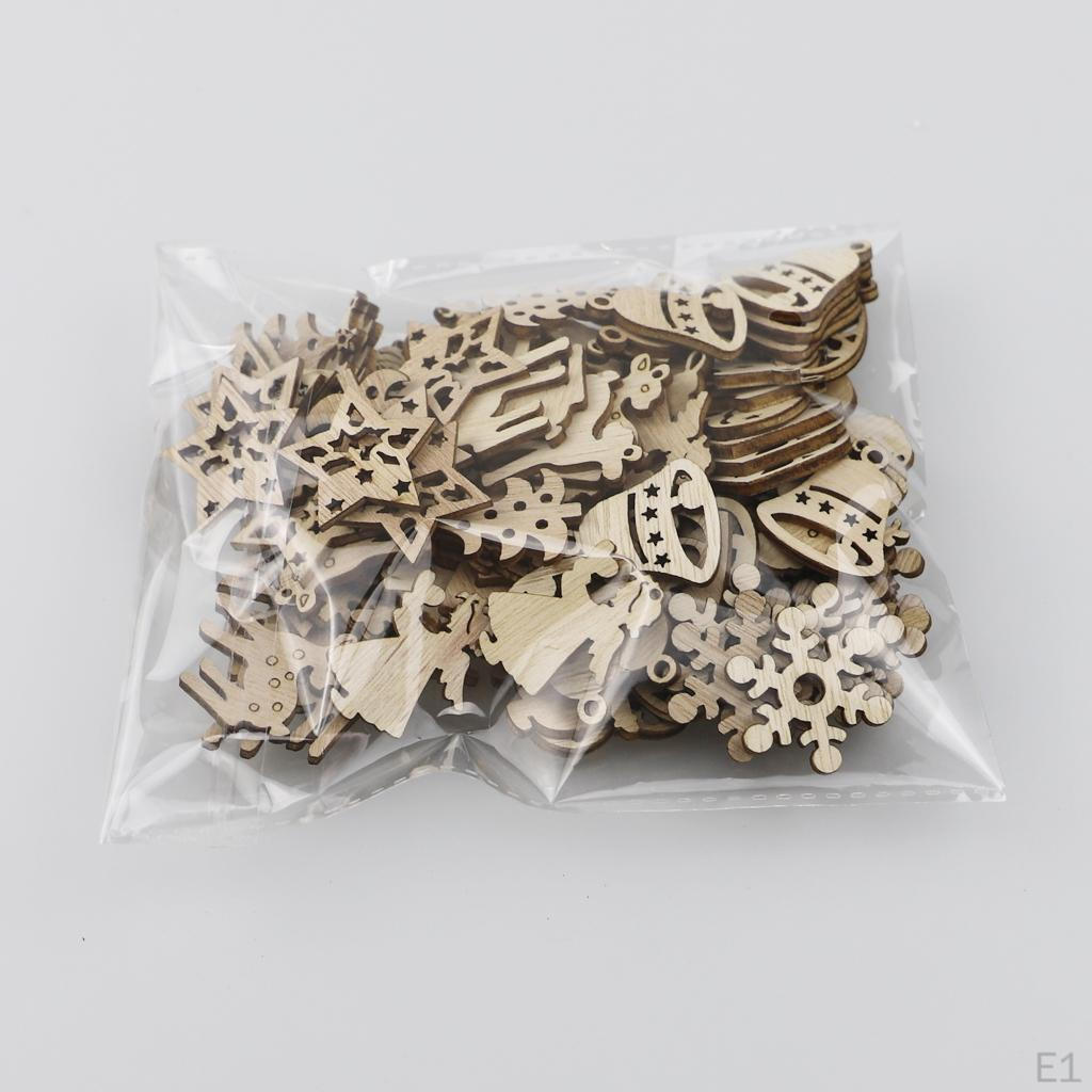 Set of 100 Tree Decorations Wooden Pendant