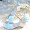 Kids Leather Shoes For Girls Knot Banquet Party Children High Heel Shoe Kids Girls Sandals Student Crystal Princess Shoes