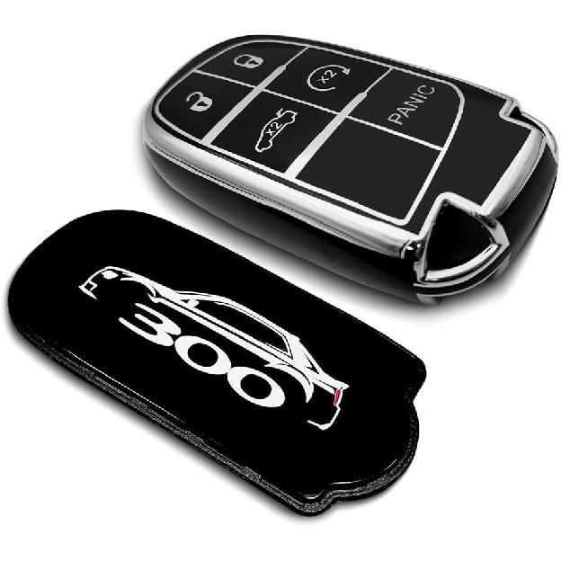 

for 300 300C 300S Creative Logo Key Fob Cover Soft TPU Full Protection Key Fob Case Protector Shell (300) 300