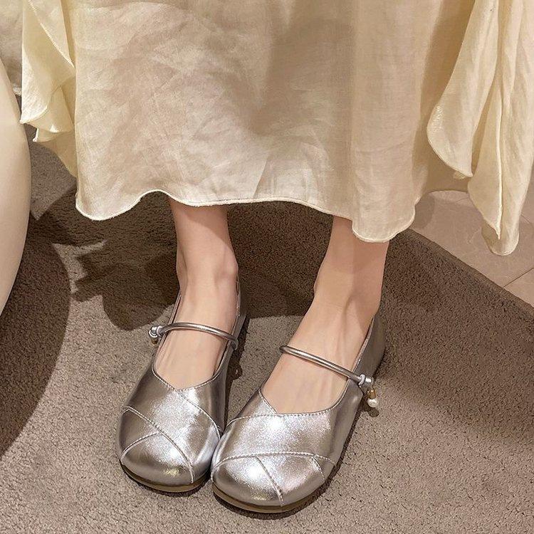 French Gentle Temperament Flat-soled Single Shoes Women's Shoes 2025 Spring New Models with Skirts Evening Wind Mary Jane Shoes Doudou Shoes