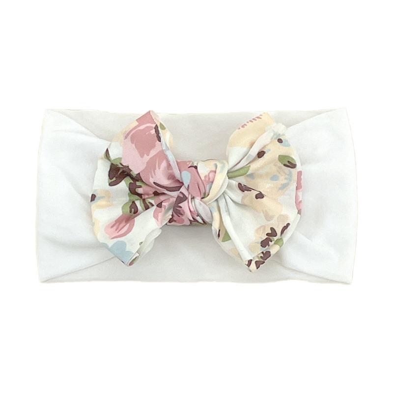 baby new children's hair accessories cute baby floral seamless wide headscarf nylon bow baby headband