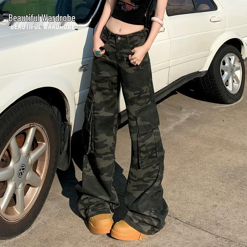 Women's Camouflage High-Waist Wide-Leg Pants