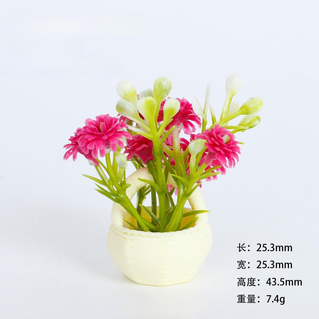 5Pcs Multicolors Flower Basket Miniatures Resin Desktop Ornaments Fairy Garden Decoration Moss Terrarium Micro Landscape