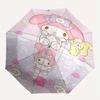 Squirrel and My Melody Cartoon Umbrella, Portable 3-Fold Compact Umbrella, Suitable for Camping, Hiking and Travel, Ideal Easter Birthday Gift for Fam