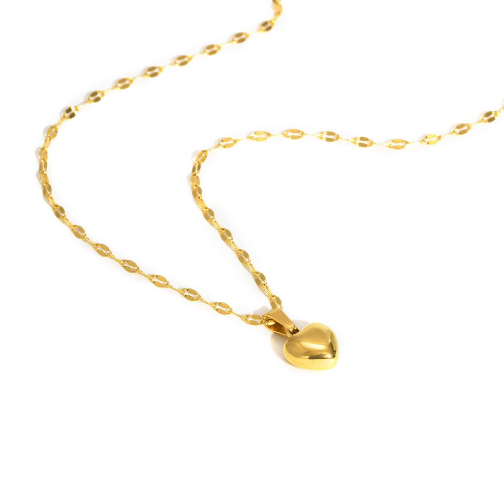 Vnox Sweet Romantic Heart Pendant Necklace Stainless Steel Lip Chain Adjustable Women Choker Female Jewelry Mother's Day Gift
