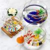 Rundes Glas-Spitzen-Fischbecken - Mini Transparentes Aquarium für Goldfische & Schildkröten