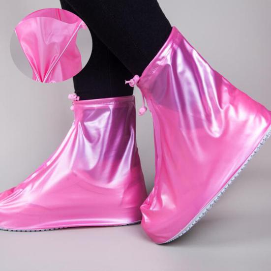 Waterproof Reusable Shoe Covers Non-Slip Rain Shoe Covers Shoe Protectors with Zipper And Drawstring for Men Women Rain Snow Mud Protection